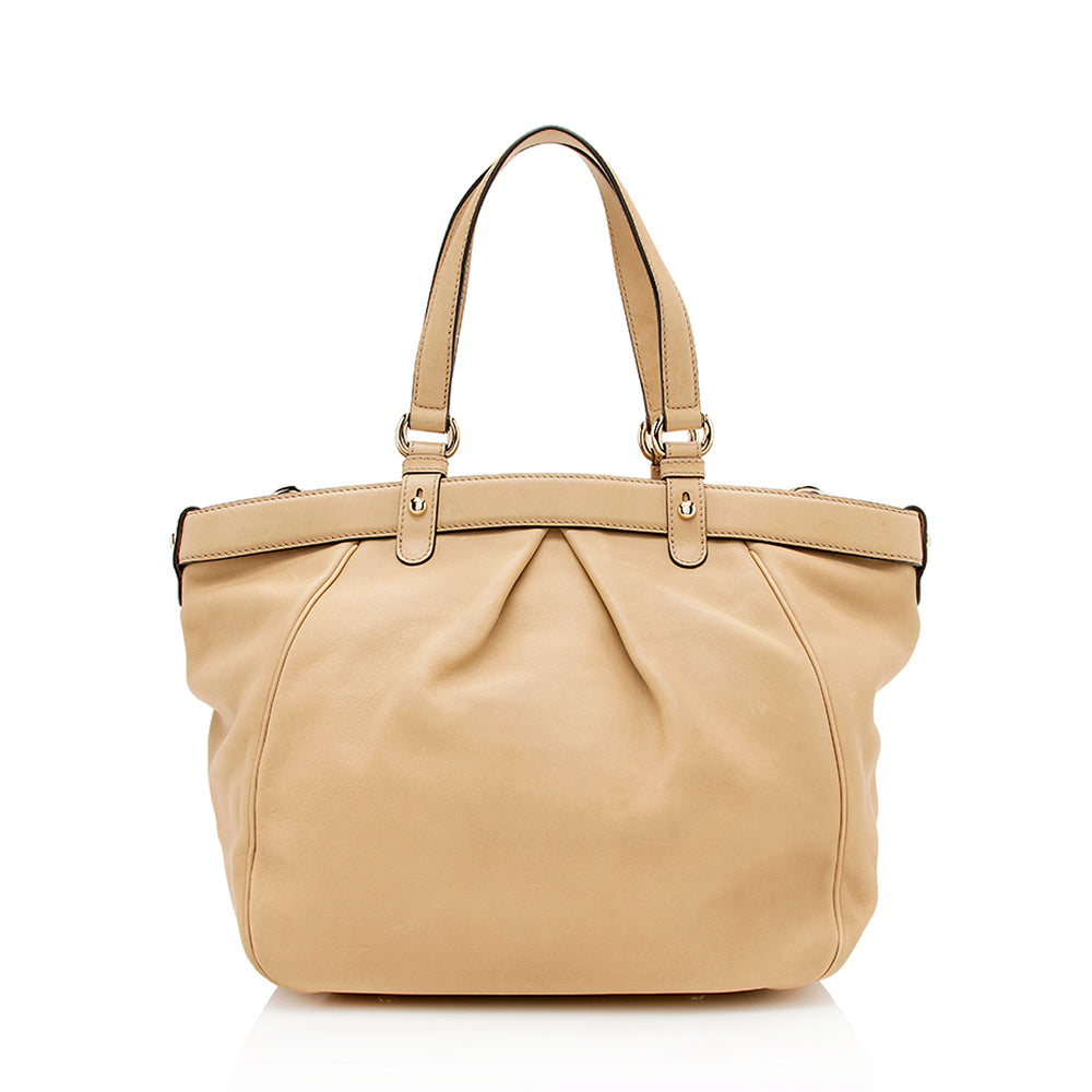 Gucci Leather Belted Bamboo Tote (SHF-12820)