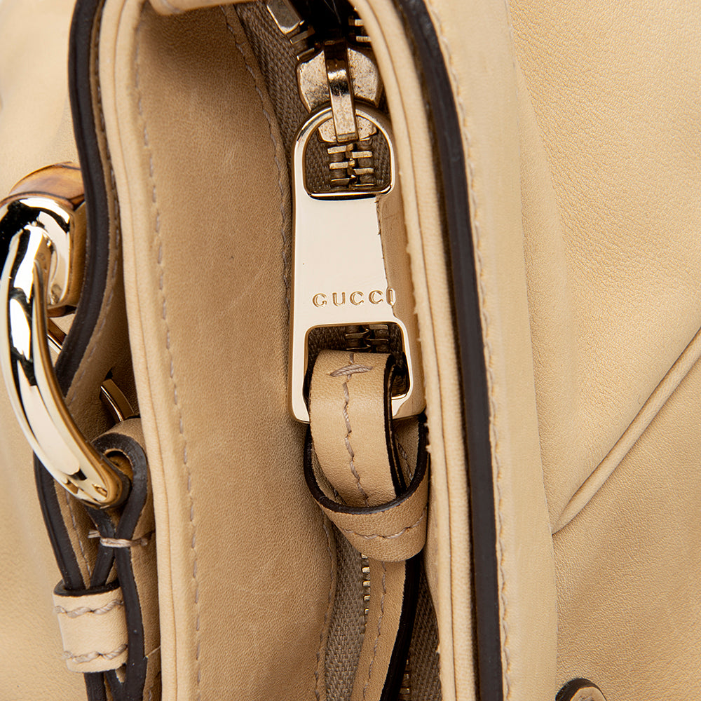 Gucci Leather Belted Bamboo Tote (SHF-12820)