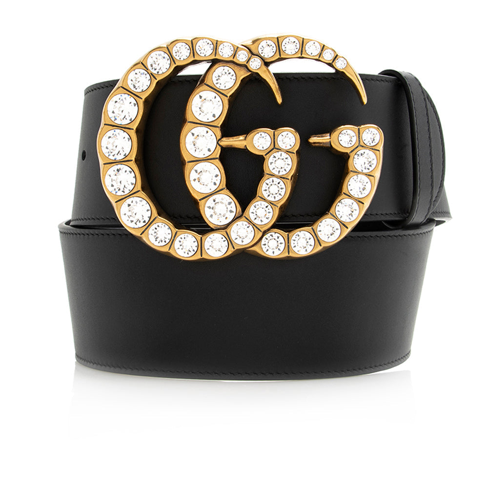 Gucci Leather Crystal GG Belt - Size 34 / 85 (SHF-21436)