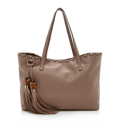 Gucci Leather Medium Tassel Tote (SHF-14465)