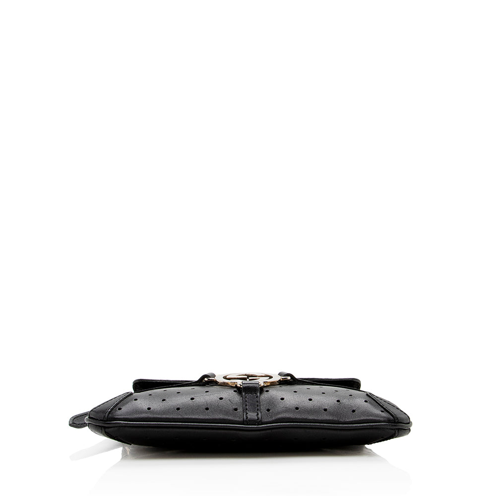 Gucci Leather Perforated Reins Pochette (SHF-17357)