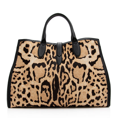 Gucci Leopard Calf Hair Jackie Medium Tote (SHF-20893)