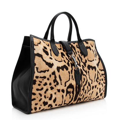 Gucci Leopard Calf Hair Jackie Medium Tote (SHF-20893)