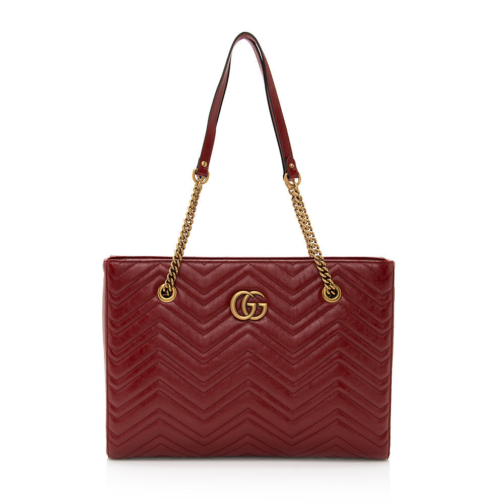 Gucci Matelasse Calfskin GG Marmont Medium Chain Tote (SHF-21108)