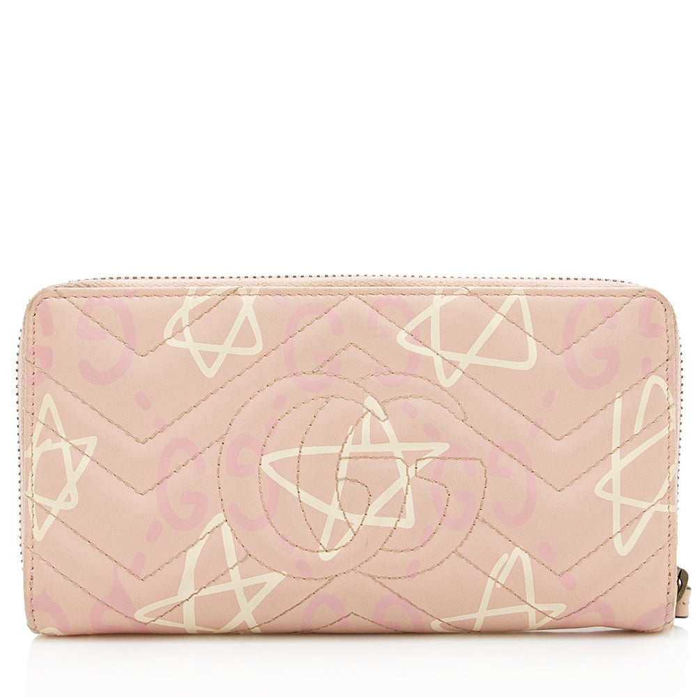 Gucci Matelasse GG Marmont Ghost Zip Around Wallet (SHF-13586)