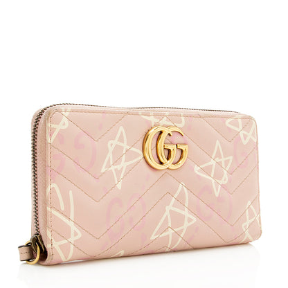 Gucci Matelasse GG Marmont Ghost Zip Around Wallet (SHF-13586)