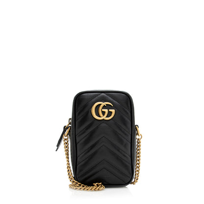 Gucci Matelasse Leather GG Marmont Mini Crossbody Bag (SHF-20776)