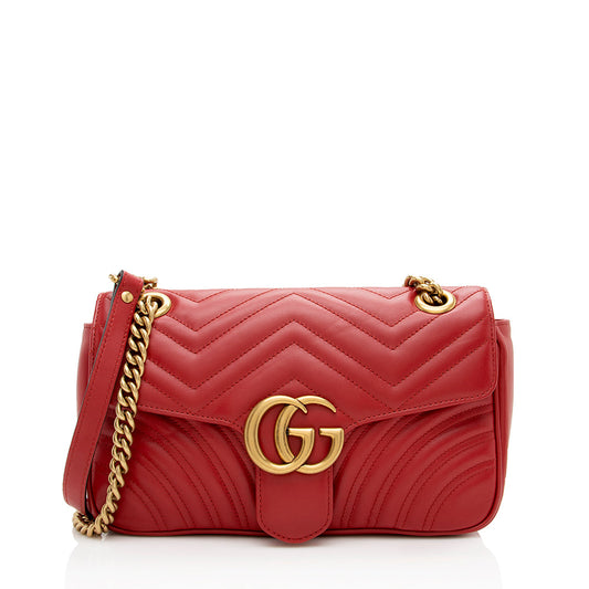 Gucci Matelasse Leather GG Marmont Small Flap Shoulder Bag (SHF-13400)