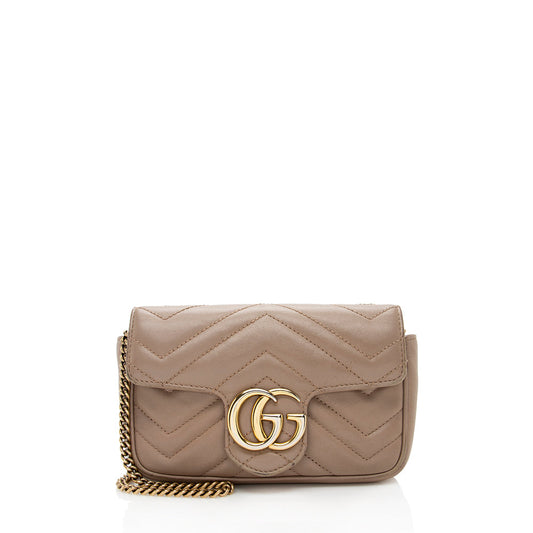 Gucci Matelasse Leather GG Marmont Super Mini Bag (SHF-18598)