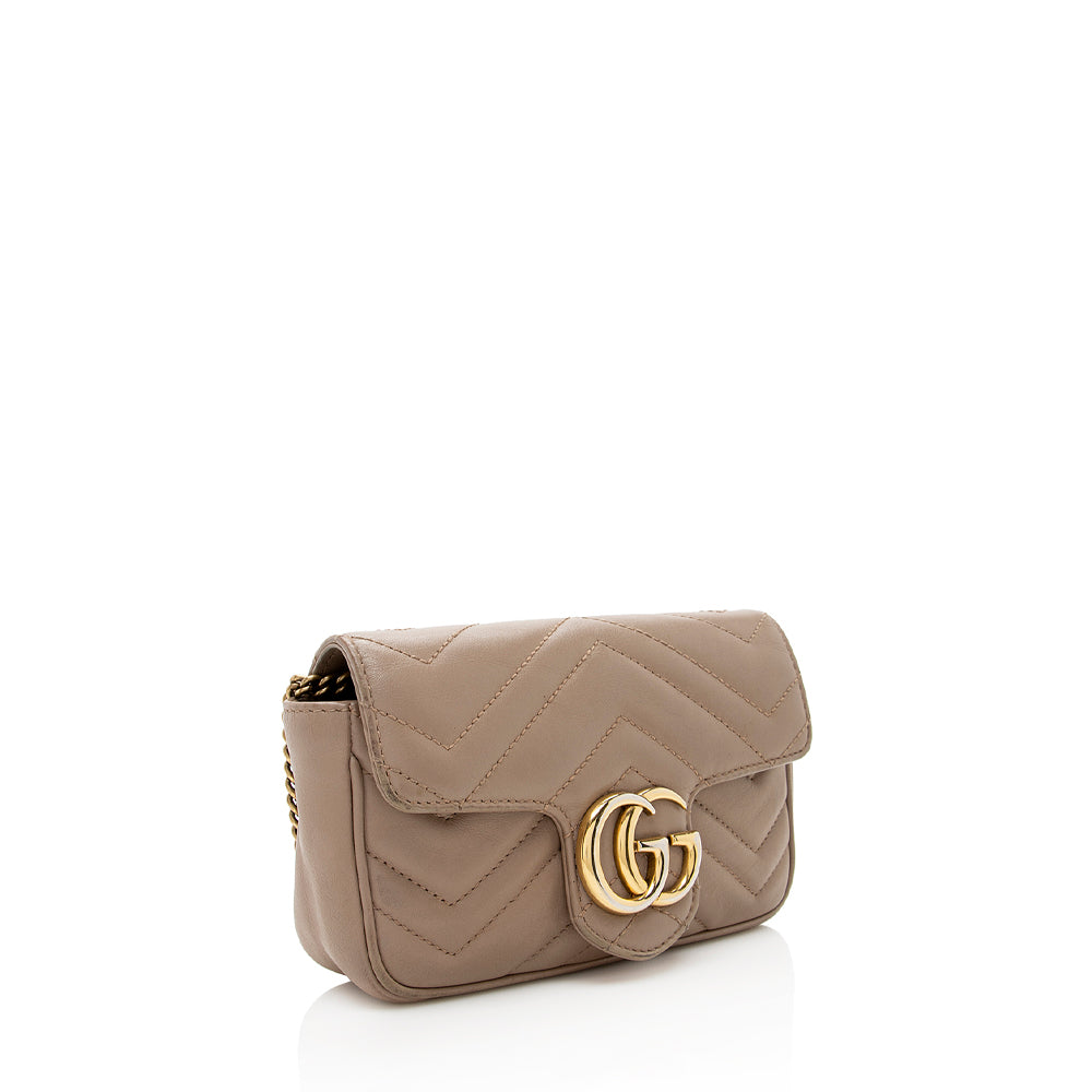 Gucci Matelasse Leather GG Marmont Super Mini Bag (SHF-18598)