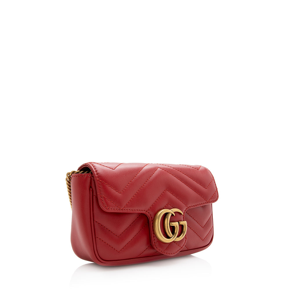 Gucci Matelasse Leather GG Marmont Super Mini Bag (SHF-20917)