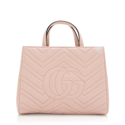 Gucci Matelasse Leather GG Marmont Top Handle Small Satchel (SHF-17786)