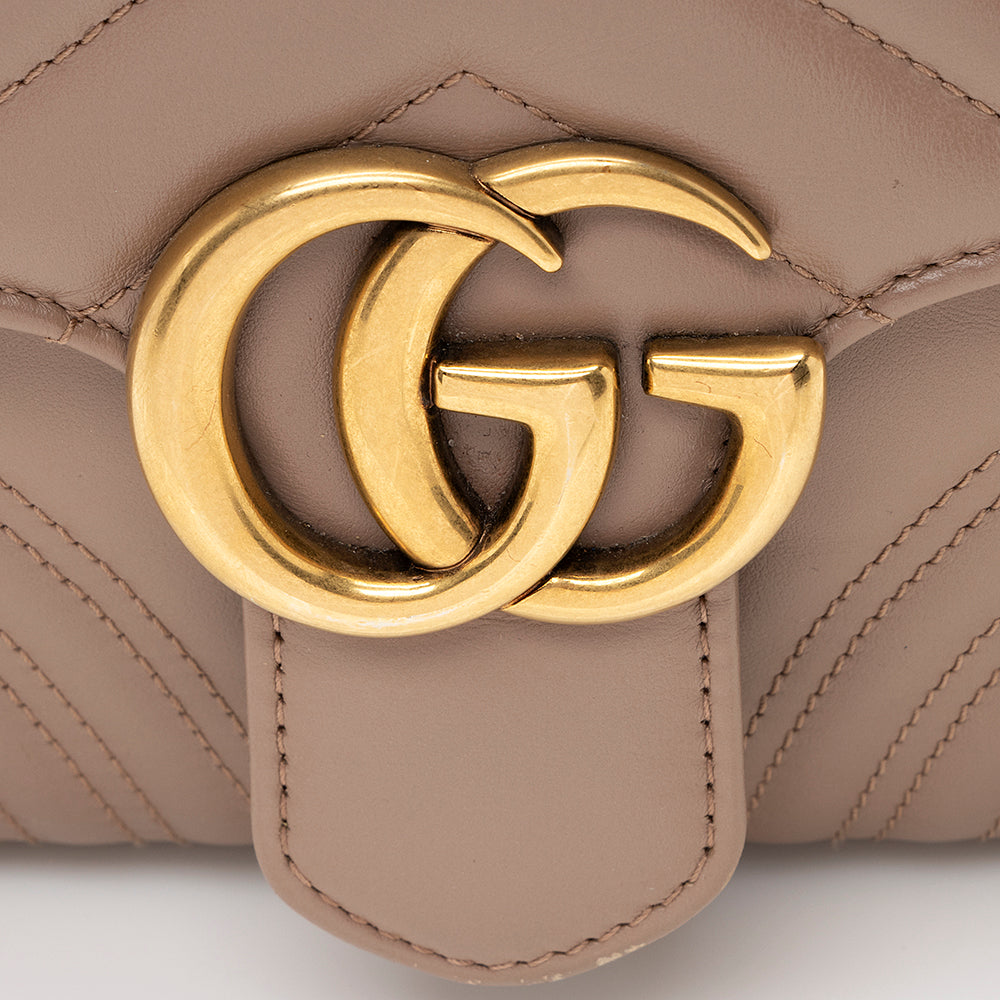 Gucci Matelasse Leather GG Marmont Top Handle Small Shoulder Bag (SHF-20966)