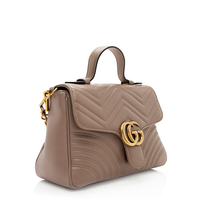 Gucci Matelasse Leather GG Marmont Top Handle Small Shoulder Bag (SHF-20966)