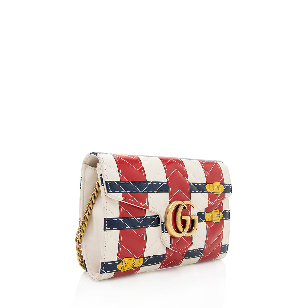 Gucci Matelasse Leather GG Marmont Trompe L'Oeil Wallet on Chain (SHF-18915)