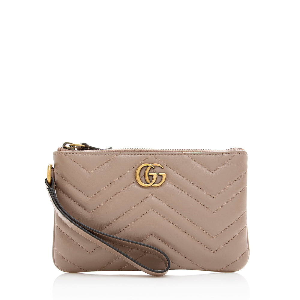 Gucci Matelasse Leather GG Marmont Wristlet (SHF-20840)