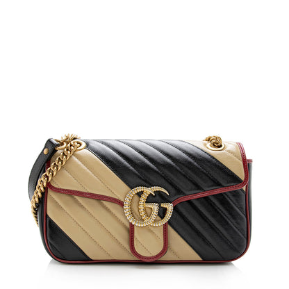 Gucci Matelasse Leather Torchon GG Marmont Small Shoulder Bag (SHF-14786)