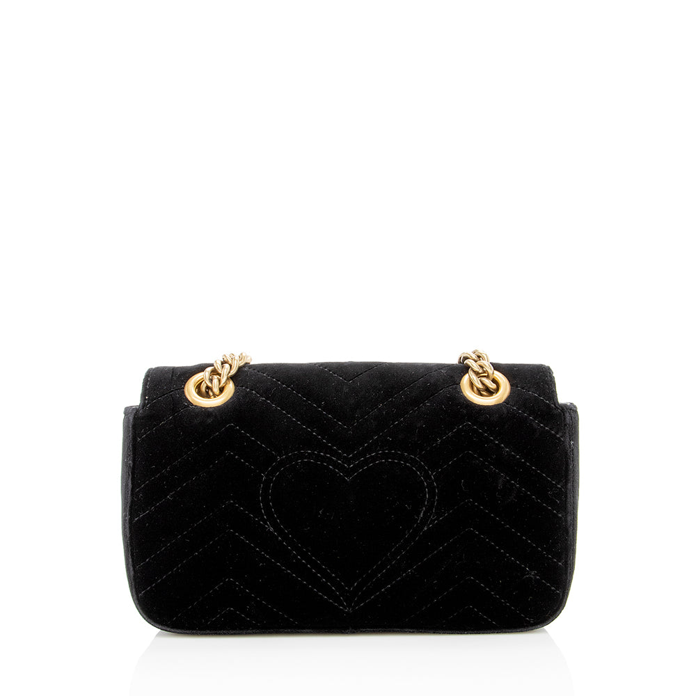 Gucci Matelasse Velvet GG Marmont Mini Shoulder Bag (SHF-15721)