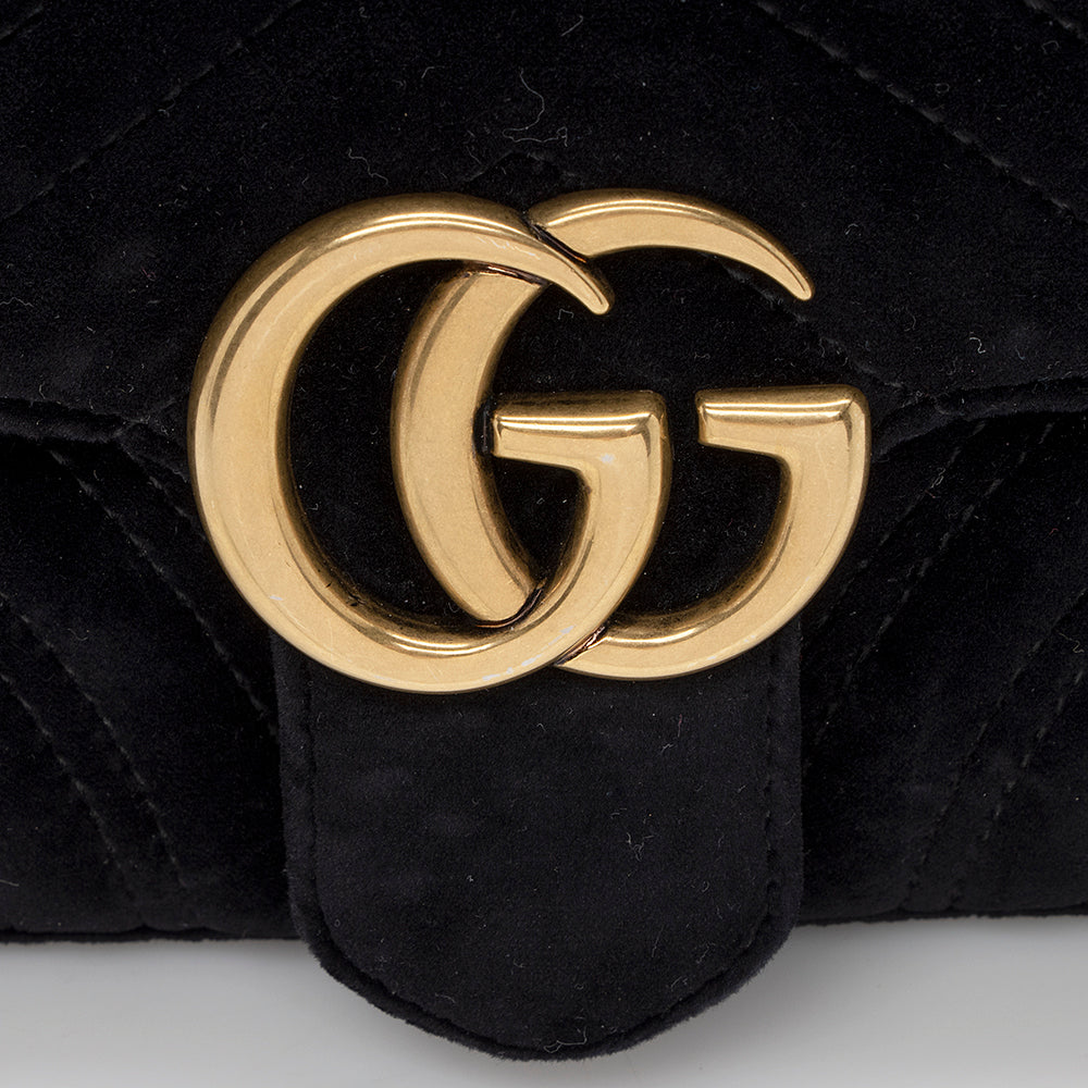 Gucci Matelasse Velvet GG Marmont Mini Shoulder Bag (SHF-15721)