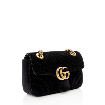 Gucci Matelasse Velvet GG Marmont Mini Shoulder Bag (SHF-15721)