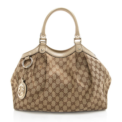 Gucci Metallic GG Canvas Sukey Medium Tote (SHF-18203)