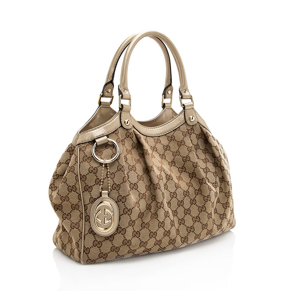 Gucci Metallic GG Canvas Sukey Medium Tote (SHF-18203)