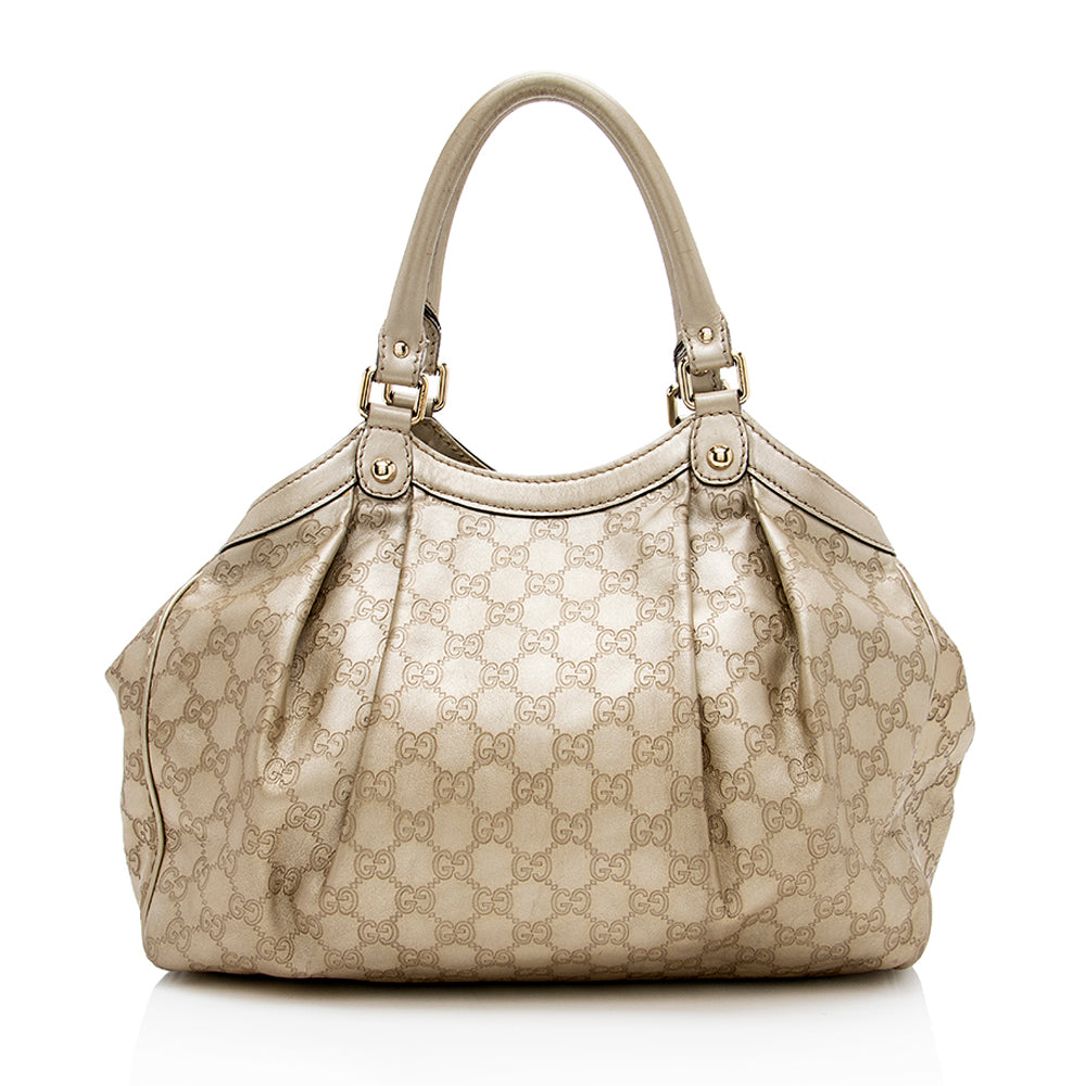 Gucci Metallic Guccissima Leather Sukey Medium Tote (SHF-13556)