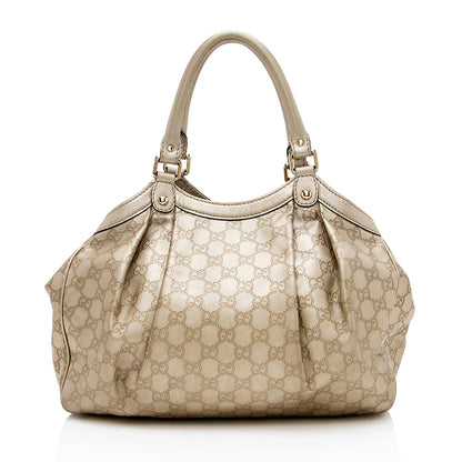 Gucci Metallic Guccissima Leather Sukey Medium Tote (SHF-13556)