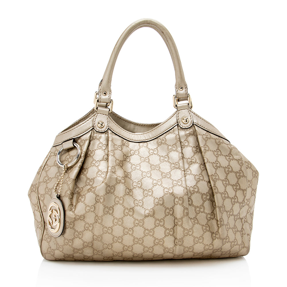 Gucci Metallic Guccissima Leather Sukey Medium Tote (SHF-13556)