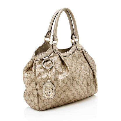 Gucci Metallic Guccissima Leather Sukey Medium Tote (SHF-13556)