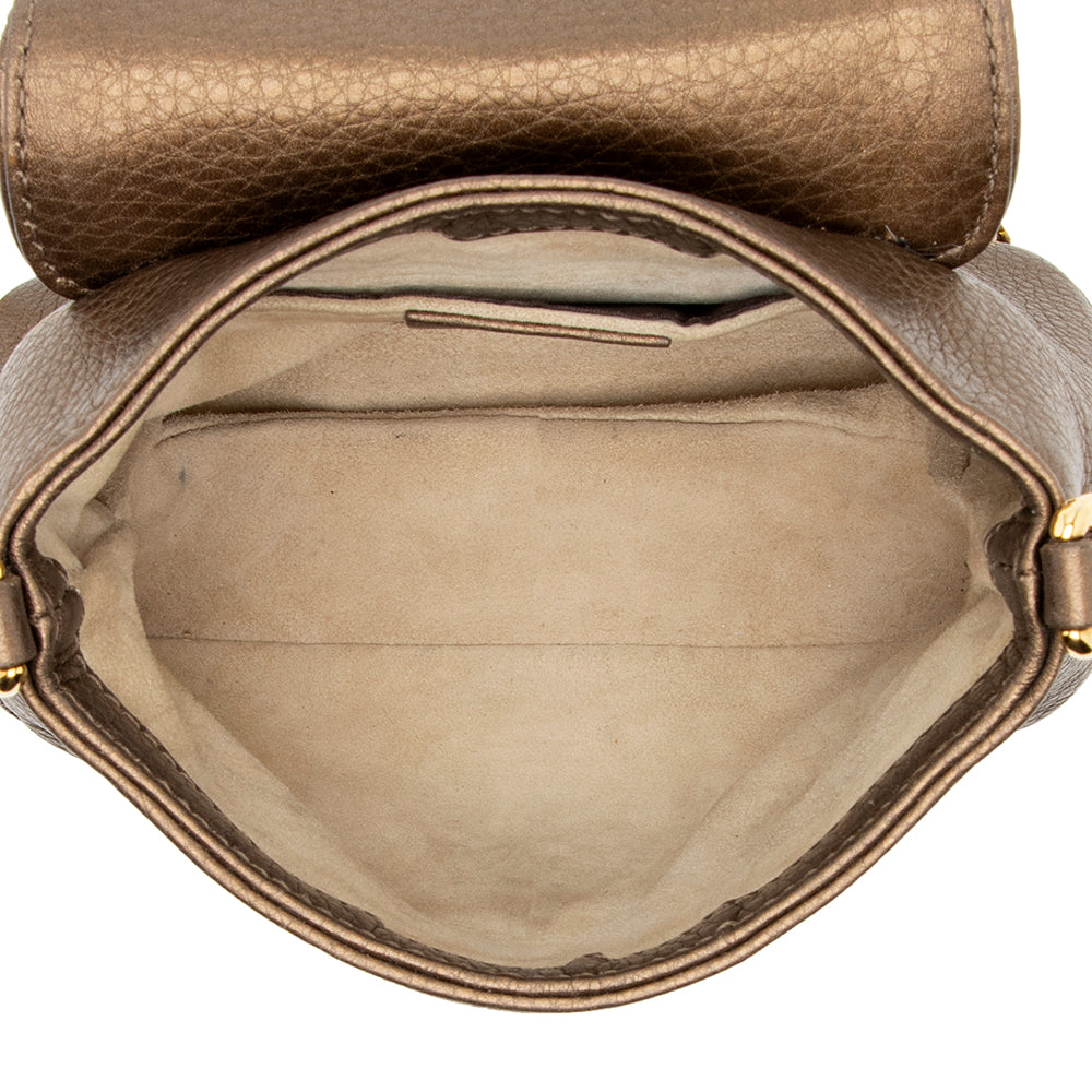 Gucci Metallic Leather 1973 Small Shoulder Bag (SHF-21405)