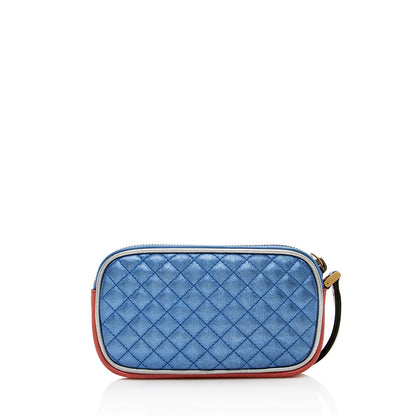 Gucci Metallic Leather Trapuntata GG Wristlet (SHF-15998)