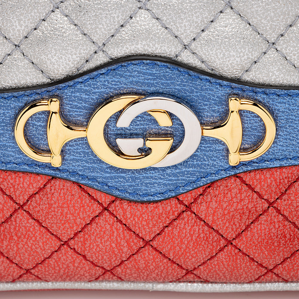 Gucci Metallic Leather Trapuntata GG Wristlet (SHF-15998)