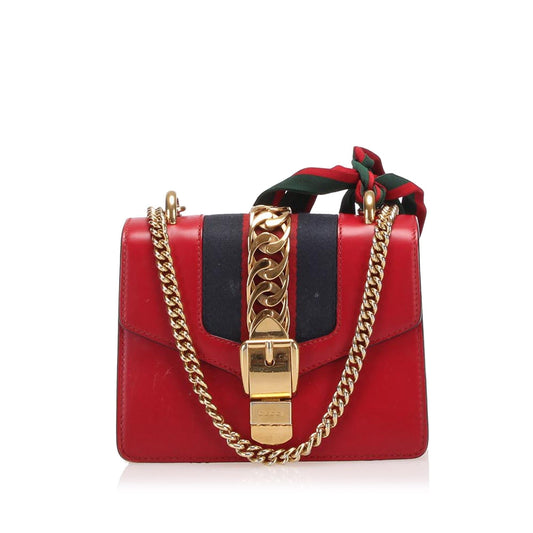 Gucci Mini Sylvie Leather Chain Shoulder Bag (SHG-22101)