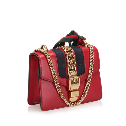 Gucci Mini Sylvie Leather Chain Shoulder Bag (SHG-22101)