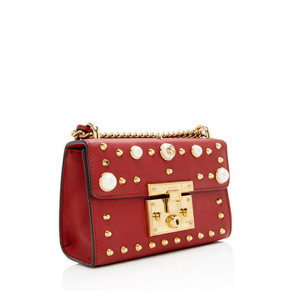 Gucci Pearl Embellished Leather Padlock Small Shoulder Bag - FINAL SALE (SHF-18829)