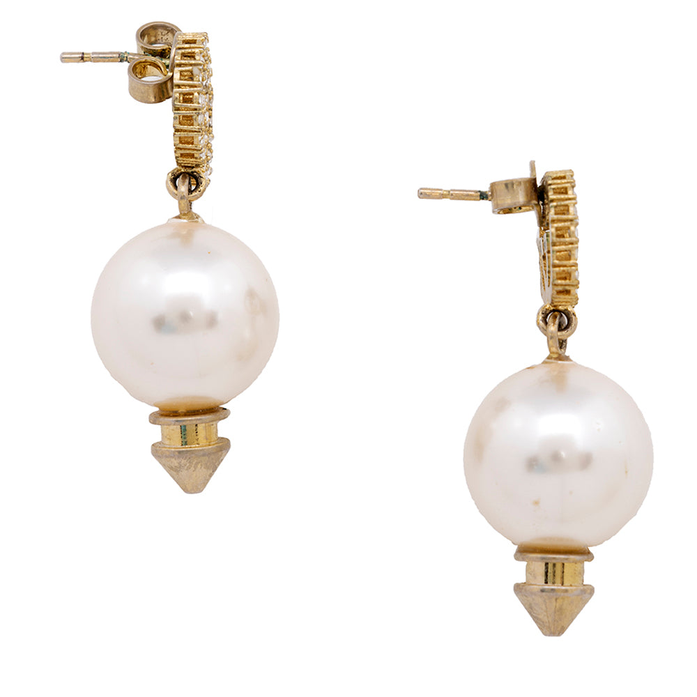 Gucci Pearl Interlocking GG Drop Earrings (SHF-18851)