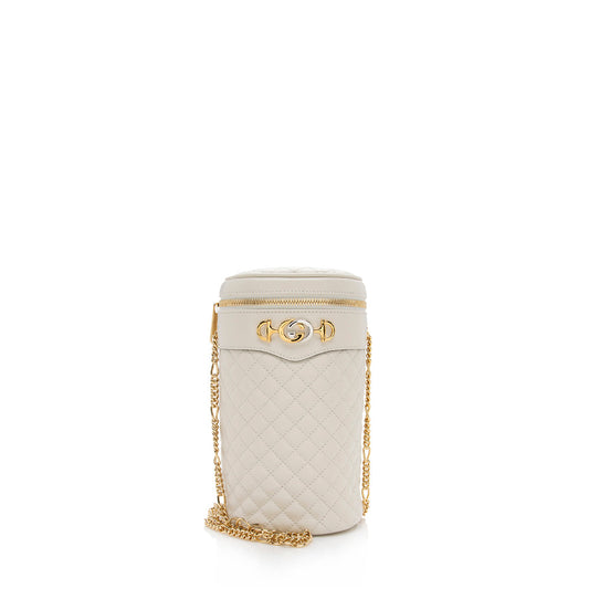 Gucci Quilted Leather Zumi Cylindrical Shoulder Bag (SHF-15064)