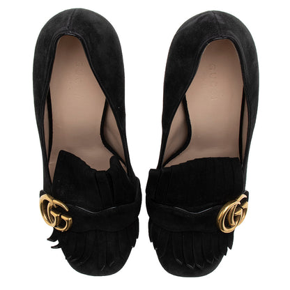 Gucci Suede GG Marmont Fringe Pumps - Size 9 / 39 (SHF-17204)