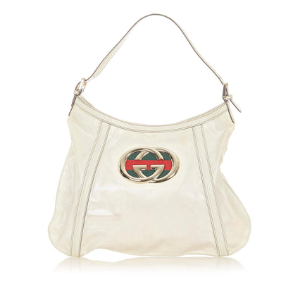 Gucci Web Britt Patent Leather Shoulder Bag (SHG-19371)