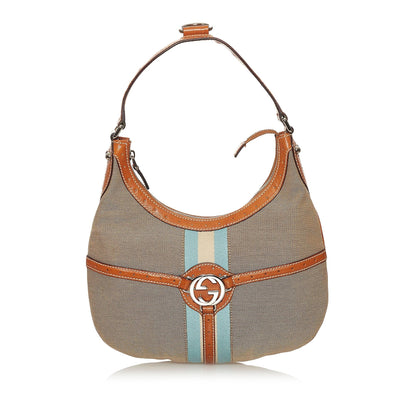 Gucci Web Canvas Reins Hobo Bag (SHG-28634)