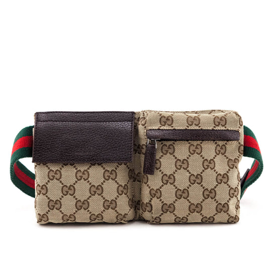 Gucci Beige GG Monogram Canvas Web Belt Bag