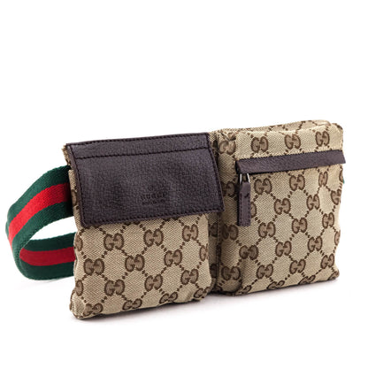 Gucci Beige GG Monogram Canvas Web Belt Bag