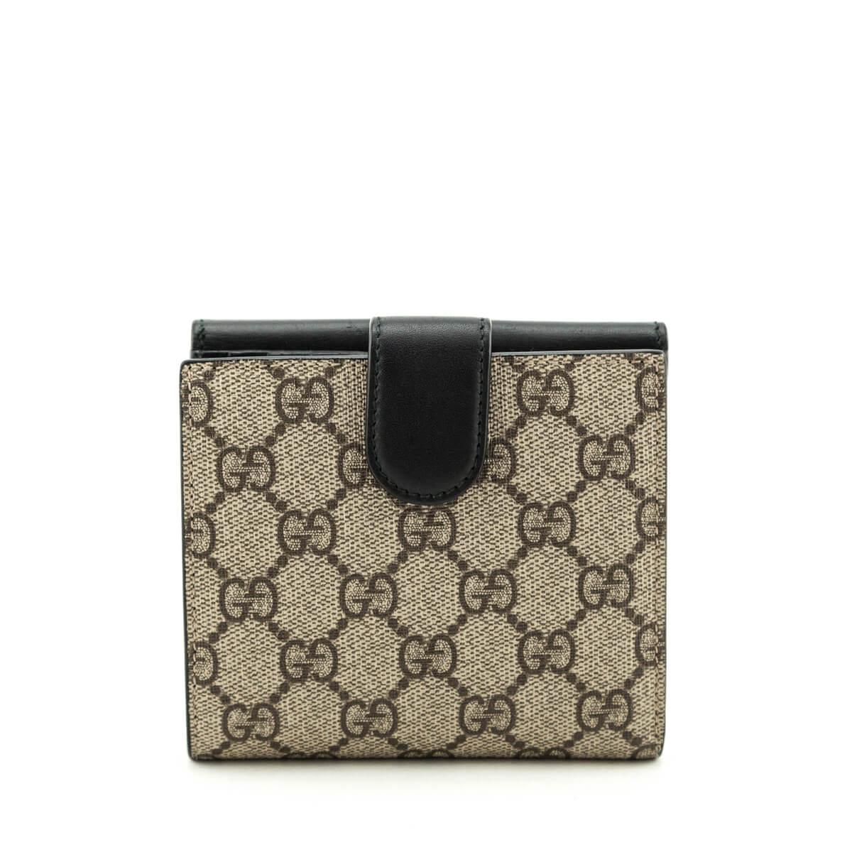 Gucci Beige GG Supreme Monogram Pearl Studded Compact Wallet