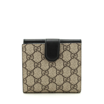 Gucci Beige GG Supreme Monogram Pearl Studded Compact Wallet