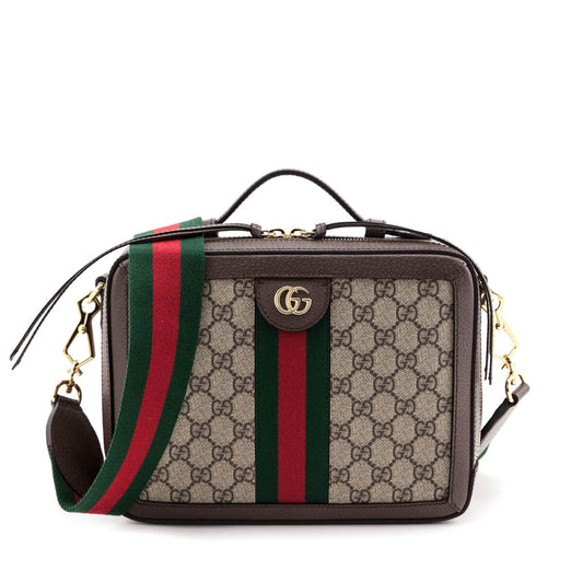 Gucci Beige GG Supreme Small Ophidia Top Handle Bag