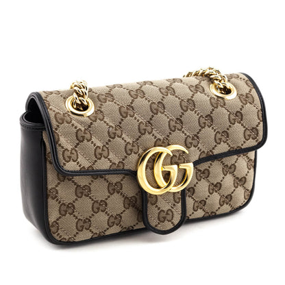 Gucci Beige Monogram Matelasse Diagonal Mini GG Marmont Shoulder Bag