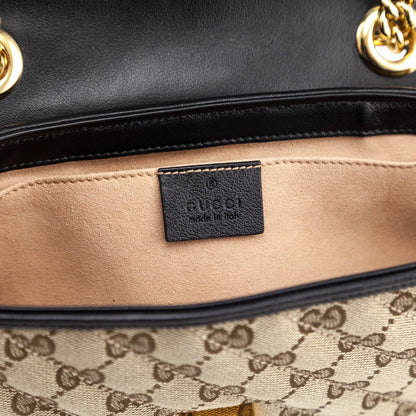 Gucci Beige Monogram Matelasse Diagonal Mini GG Marmont Shoulder Bag