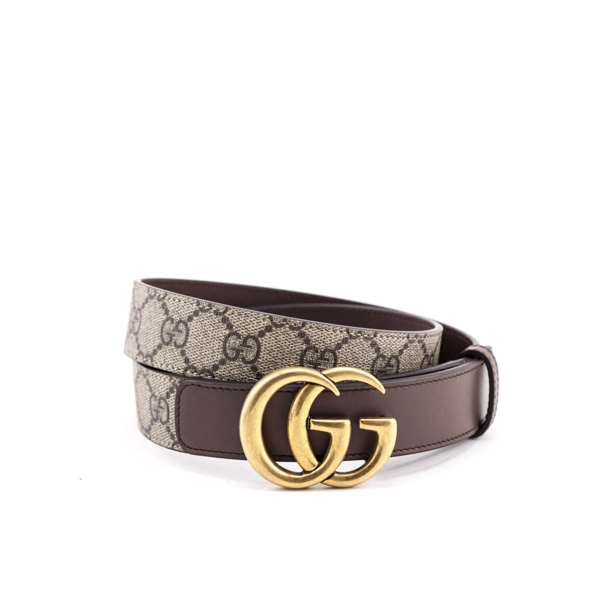 Gucci Beige & Ebony Canvas GG Supreme Monogram Marmont Belt Size S