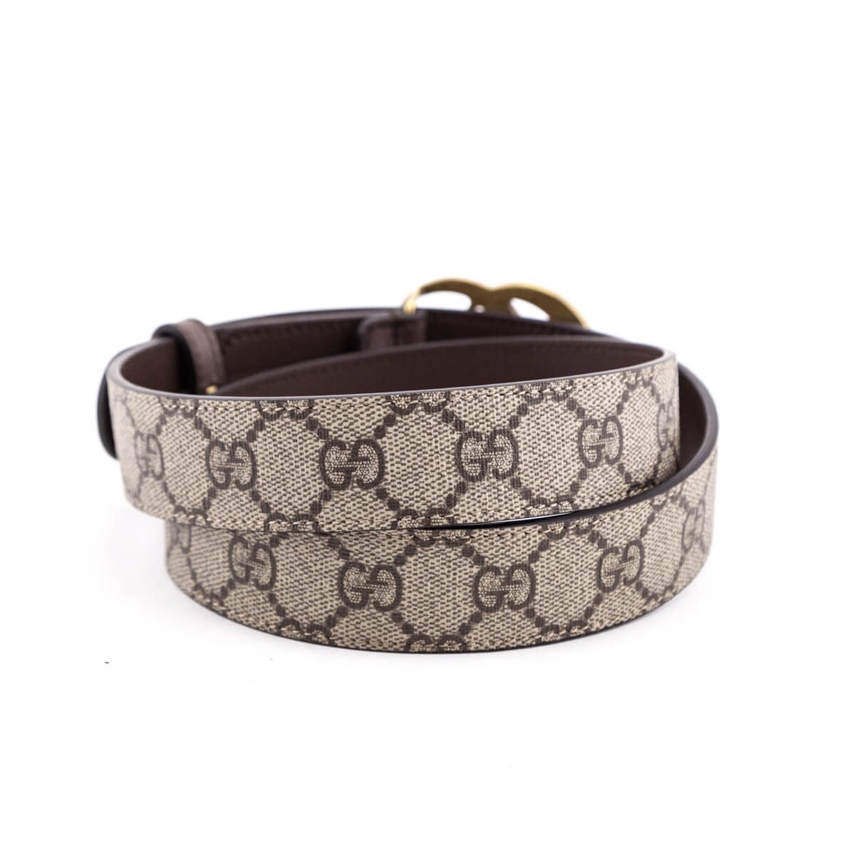 Gucci Beige & Ebony Canvas GG Supreme Monogram Marmont Belt Size S